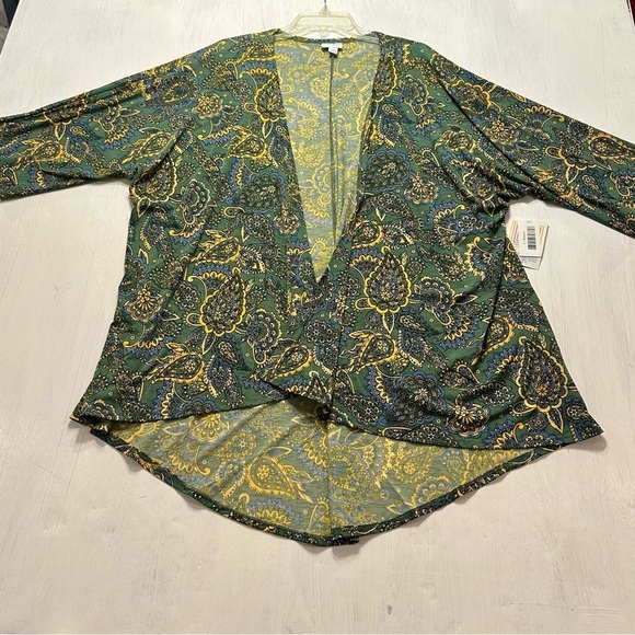 LuLaRoe Tops - LuLaRoe Lindsay Kimono Cardigan L NWT Green Paisley Floral Open Front Cover Up